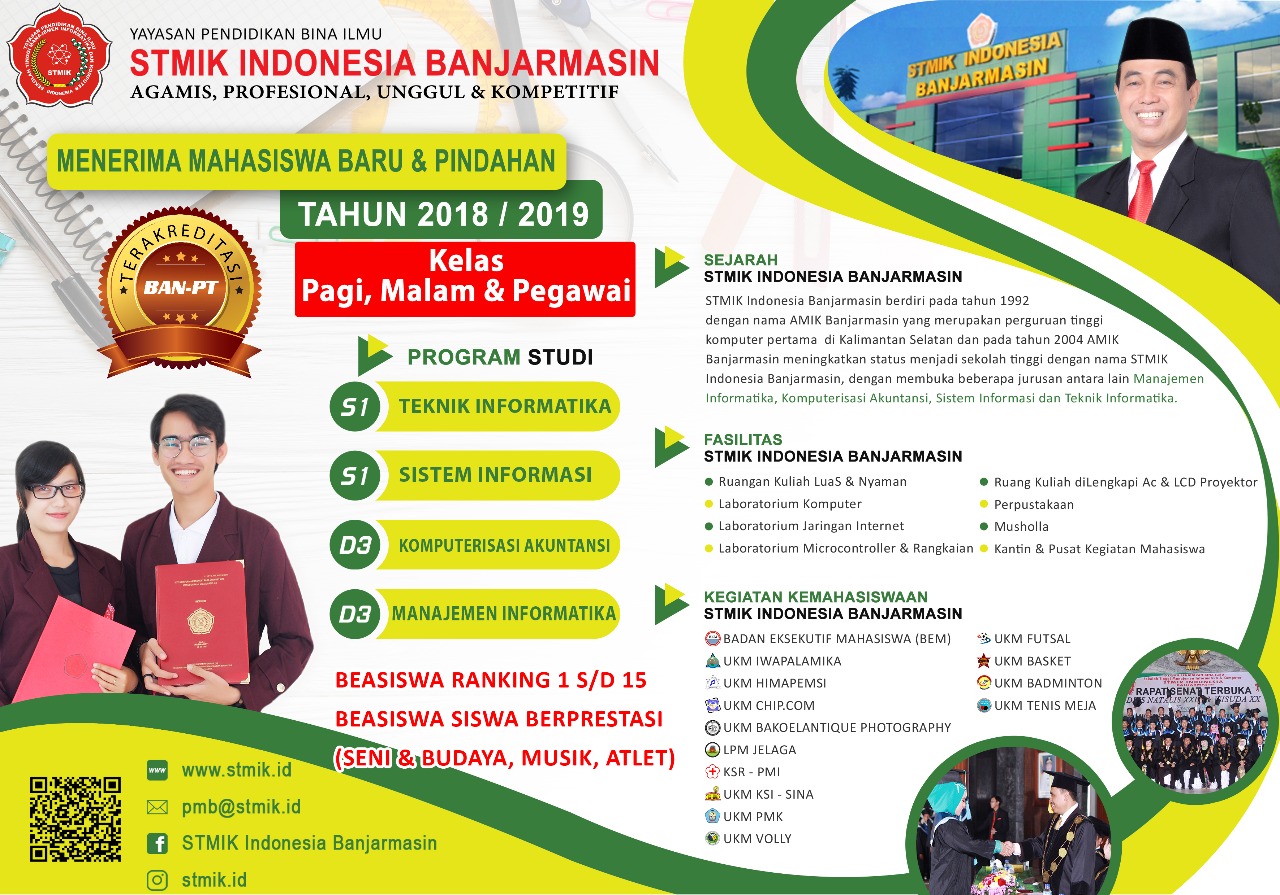 Berikut Brosur & Persyaratan Pendaftaran Mahasiswa Baru STMIK Indonesia Banjarmasin 2018 - 2019