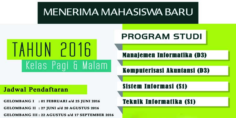 Penerimaan Mahasiswa Baru 2016/2017 STMIK Indonesia Banjarmasin